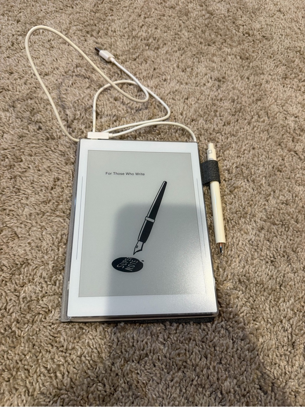 White E-Ink Note-Taking Reader with Stylus Holder